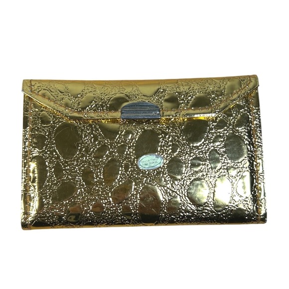 Gold Faux Croc Clutch Style Sewing Kit Manicure Tools Travel Set Vintage - Picture 3 of 7